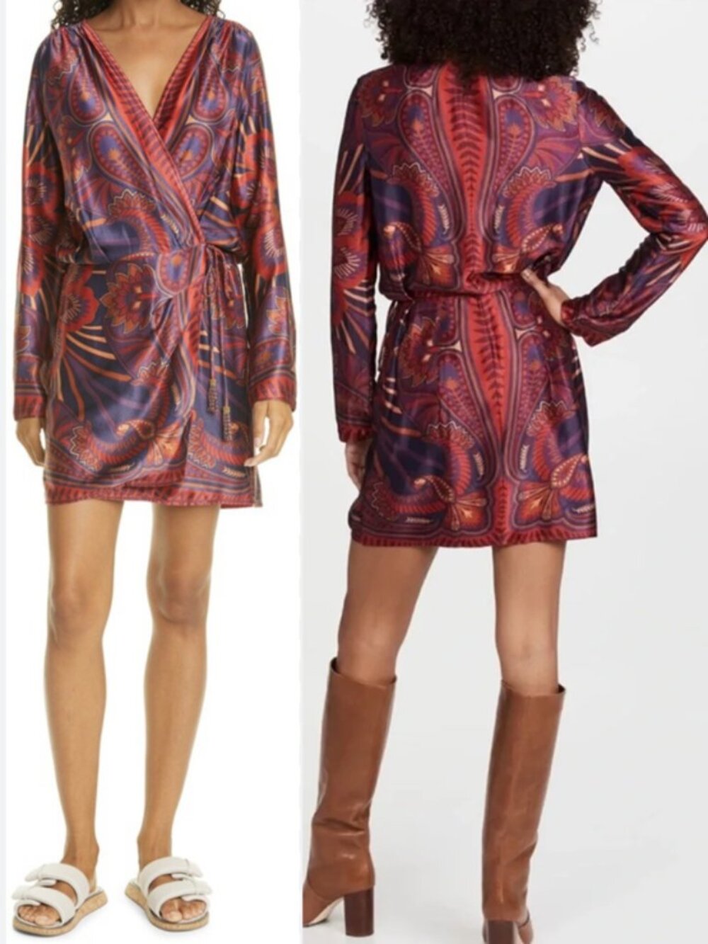 Farm Rio Macaw Arabesque mini wrap dress